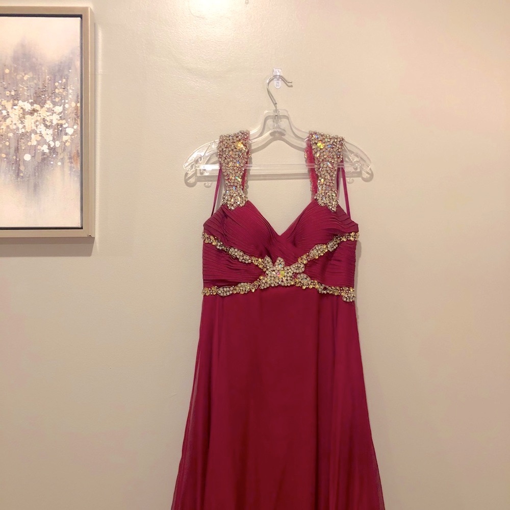 Beaded Strap Raspberry Gown